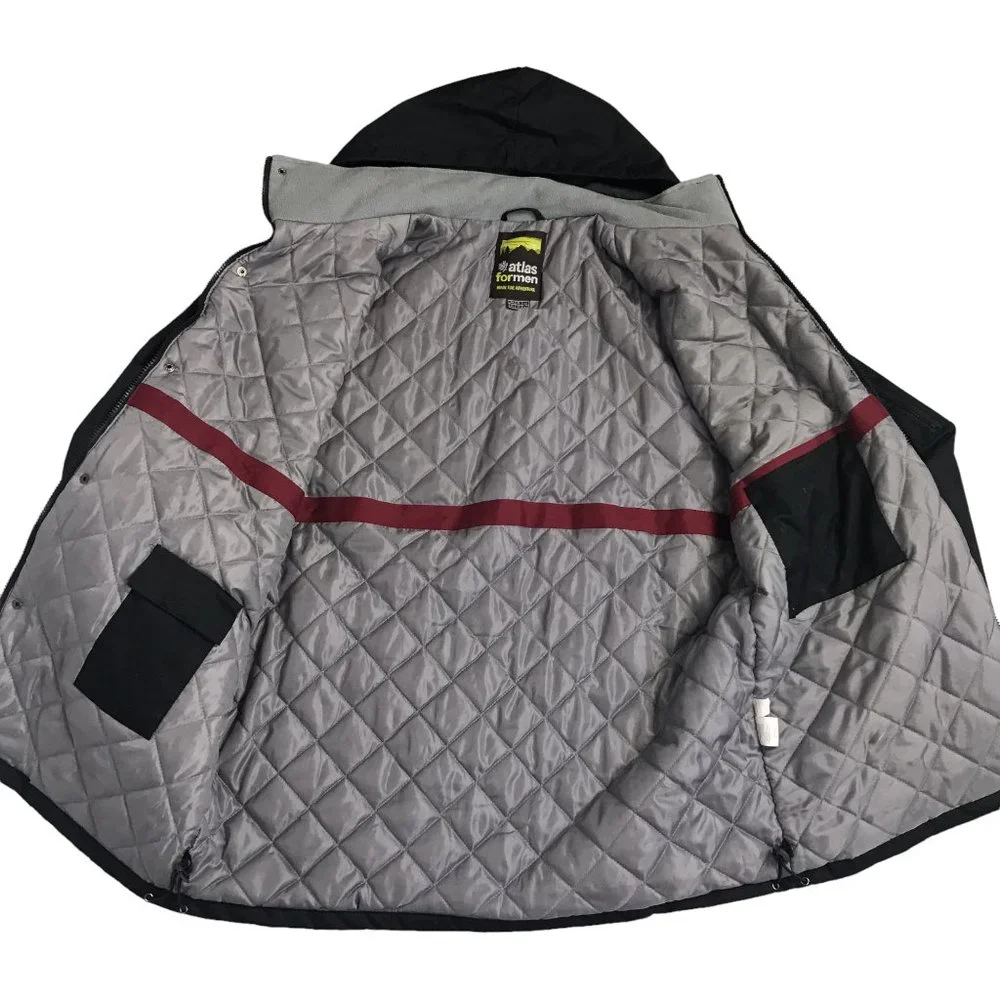 Atlas For Men Black Jacket Coat Sz Large Removable Hood Pockets Hockey Champions - Picture 6 of 12